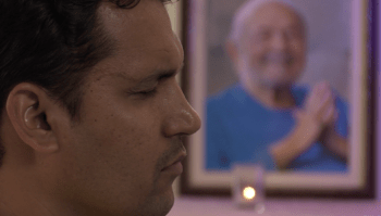Aditya Meditating in front of Swami Kriyananda´s Picture